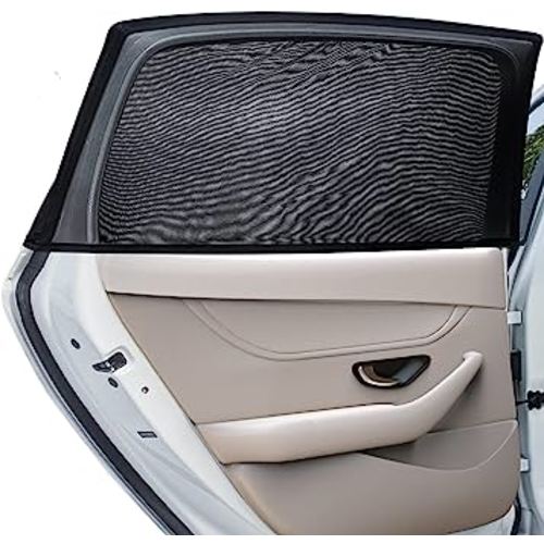 Car Rear Side Window Shade,2 Pack Super Stretchy Mesh Car Sun Shade Mosquito Net Curtains Screen for Most Cars SUVs, Anti-Sun Glare, Reduce UV Rays,Heat Reduction