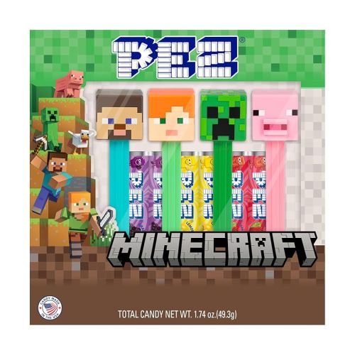 Minecraft PEZ Gift Set (Four Minecraft PEZ Dispensers + 6 Rolls of Candy)