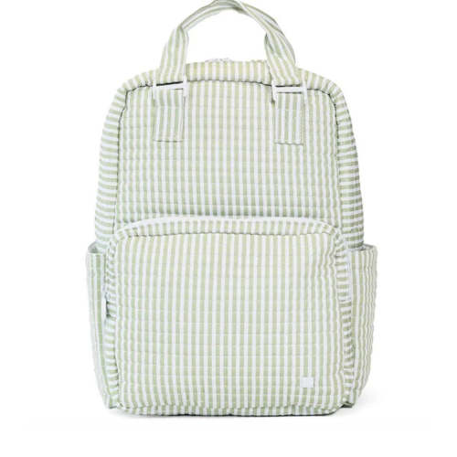 Quilted Backpack , Pimlico Stripe Sage