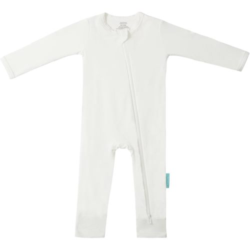 PurComfy Baby Long Sleeve Romper Jumpsuit, Premium Soft Rayon One Piece Pajamas Boy Girl 2-Way Zipper Coverall Sleeper CREAM All Sizes