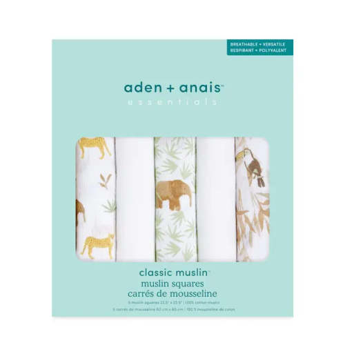 Essentials Cotton Muslin Squares 5 Pack | aden + anais