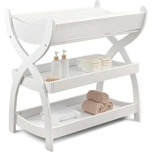 Comfy Cubs Baby Changing Table - Sturdy Wood White