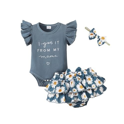 Mioglrie Newborn Infant Baby Girl Clothes Romper Shorts Set Floral Summer Outfits Cute Baby Clothes Girl