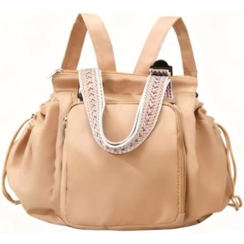 Grluvxo Multifunctional Travel Organizer Bag for Women Diaper Backpack Tote Ekon Essential Everyday Bag 15 Pockets with Large Capacity for Travel Work Daily Use (Khaki)