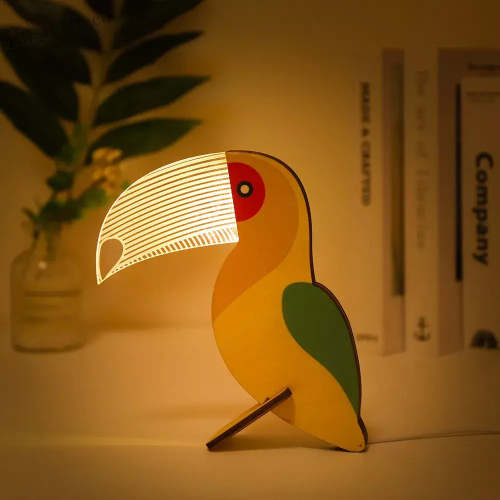 Wood and Acrylic Animals LED Night Light - Charming Decor for Children – Dlight Decor