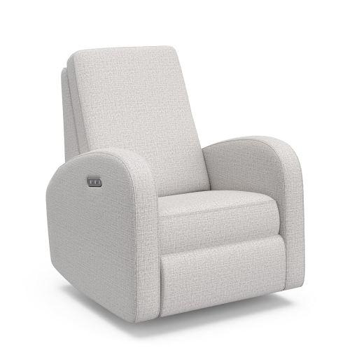 Storkcraft Santa Monica Power Recliner Swivel Glider (Steel Basketweave) – GREENGUARD Gold Certified, CertiPUR-US Certified Foam, Effortless Electronic Power Recline, USB-A & USB-C Charger