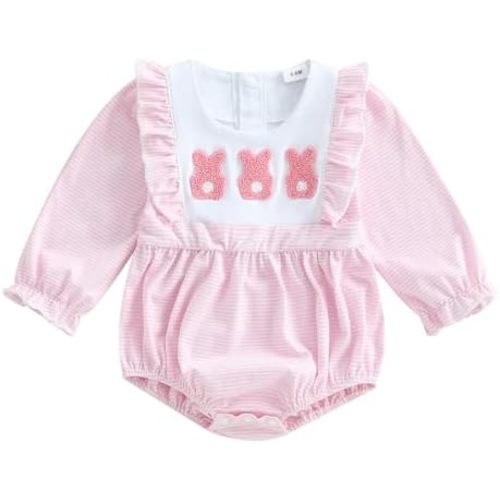 My First Valentines Baby Girl Outfit Newborn Heart Smocked Bubble Romper Bodysuit Cute Valentines Spring Clothes