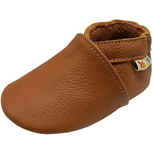 YALION Soft Leather Baby Shoes Moccasins Slip-on Boys Girls Slippers with Elastic Ankle, Anti-Slip First Walking Crib Shoes for Infant Toddlers