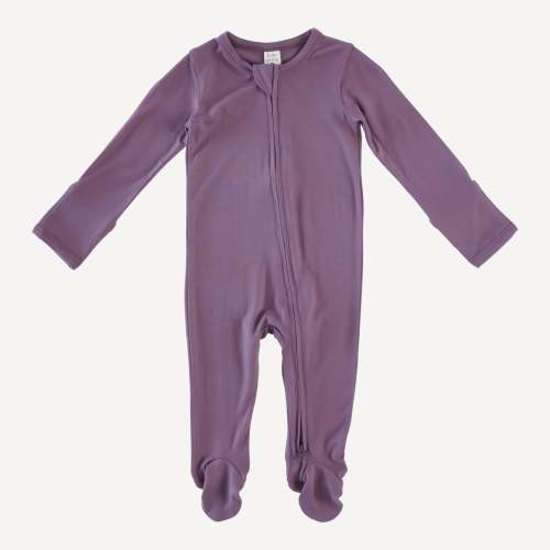 long sleeve zipper footie | plum shadow | bamboo