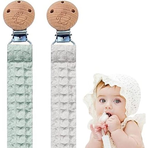 Pacifier Clip Nordic Design Neutral Colors for Girls and Boys - 2 Units Pacifiers Binky Clips with Soft Texture for Baby Boy and Girl Paci Newborn Infant Essentials Accessories Premium Binkies