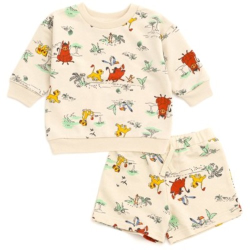 Disney Lion King Simba Timon Pumbaa Newborn Baby Boys French Terry Sweatshirt and Bike Shorts 3-6 Months