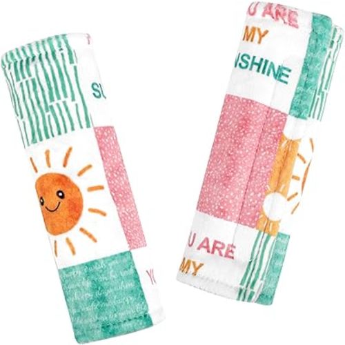 SWESEN Car Seat Strap Cover for Babies, Soft Car Seat Belt Covers, Mink Car Seat Strap Shoulder Pads Girls, Plaid & Sun