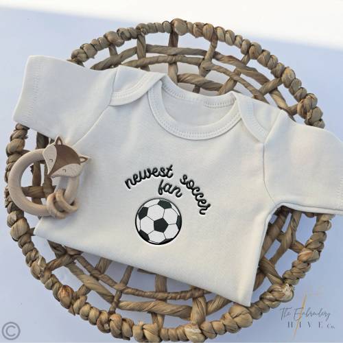 Embroidered Newest Soccer Fan ONESIES® brand, New to the Club, Crew Daddy's Buddy, Pregnancy Baby Announcement, Unique Bodysuit, Misc 280