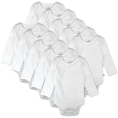 HonestBaby 10-Pack Long Sleeve Bodysuits One-piece 100% Organic Cotton for Infant Baby Boys, Girls, Unisex