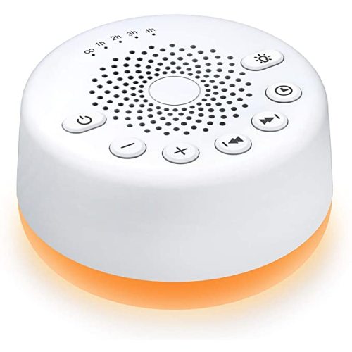 Easysleep Sound White Noise Machine with 25 Soothing Sounds and Night Lights with Memory Function 32 Levels of Volume and 5 Sleep Timer Powered by AC or USB for Sleeping Relaxation (White)
