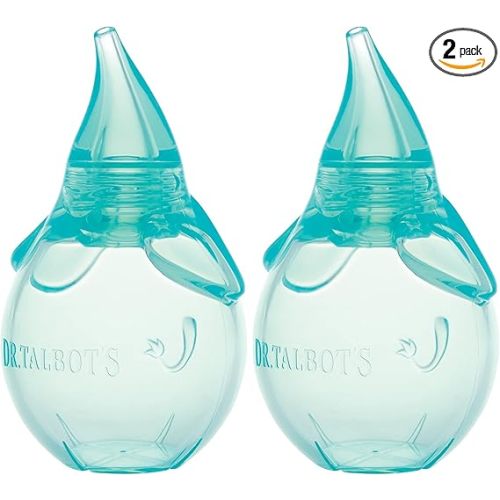 Dr. Talbot's Nasal Aspirator for Babies - Silicone - with Storage Case - Blue Elephant,(Pack of 2)