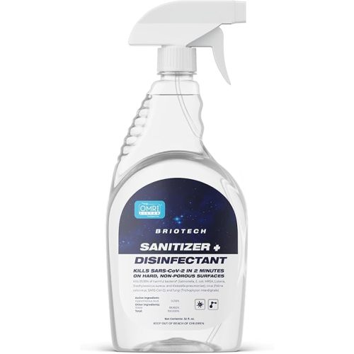 BRIOTECH Sanitizer Disinfectant Hypochlorous Spray, Kills 99.99% of Viruses & Bacteria, Eliminate Odor, Gentle for Nurseries & Play Rooms, Rinse Free Food Contact Surface Sanitizer, 32 fl oz