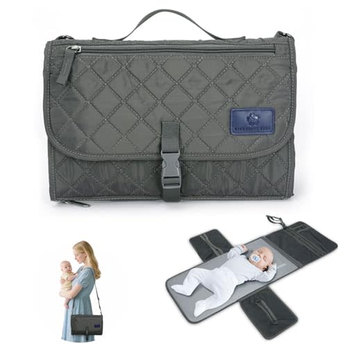 2-in-1 Diaper Changing Pad with Detachable Storage, Quilted Design, Waterproof, Travel-Friendly