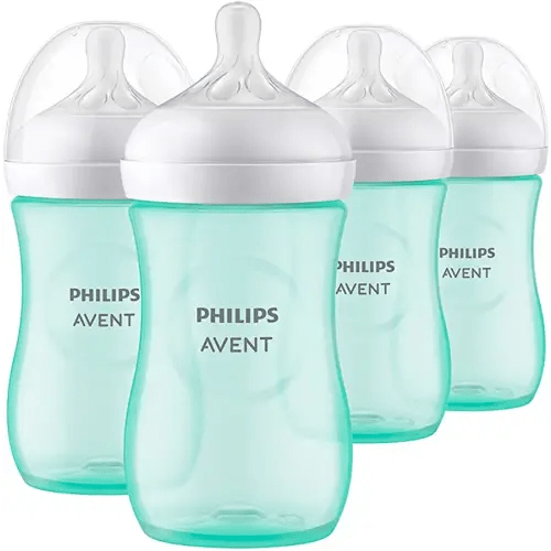 Philips Avent Natural Baby Bottle with Natural Response Nipple, Teal, 9oz, 4pk, SCY903/44