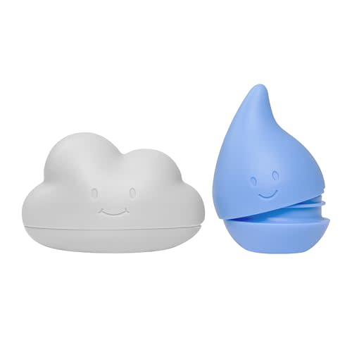 Ubbi Muted Color Cloud and Droplet Silicone Bath Squeeze Toys for Toddlers and Baby, Fun Interactive Bath Time Accessory, Set of 2