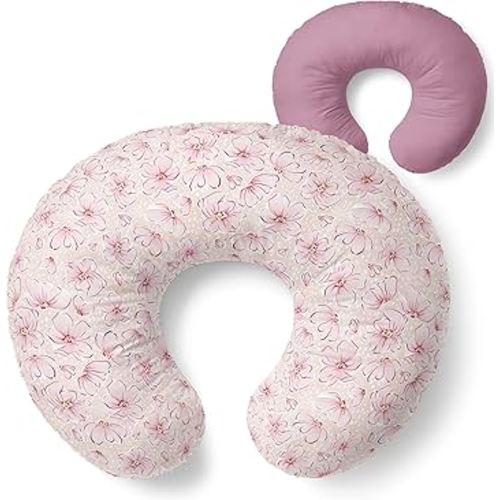 Pobibaby 1-Pack Premium Nursing Pillow Cover - Ultra Soft & Stretchy 96% Cotton, Breastfeeding Pillow Cover for Baby Boys and Girls (Blossom)