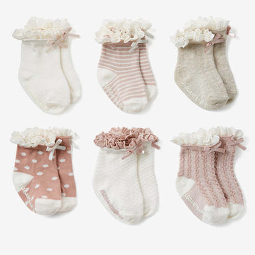Fancy Pink Non Slip Baby Socks 6pk – Elegant Baby