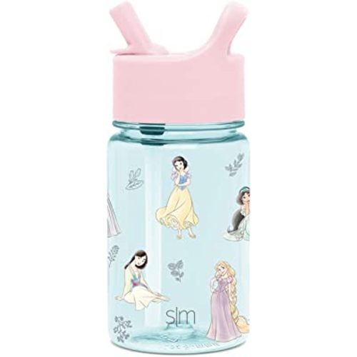 Simple Modern Disney Princess Kids Water Bottle Plastic BPA-Free Tritan Cup with Leak Proof Straw Lid | Reusable and Durable for Toddlers, Girls | Summit Collection | 12oz, Princesses Royal Beauty