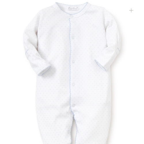 White/Blue New Kissy Dots Print Footie