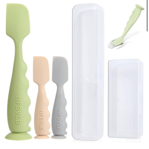 Baby Diaper Cream Spatula with Case-1 Large 2 Mini Butt Paste Spatula with 2 Travel Case-Soft Baby Butt spatula baby Diaper Cream Applicator-Diaper Rash spatula Bum Spatulas Brush