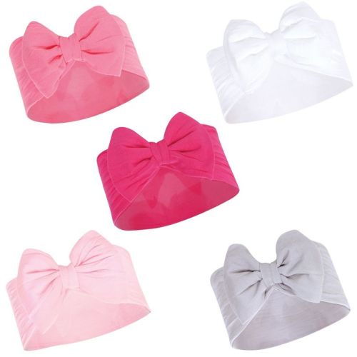 Hudson Baby Infant Girl Headbands 5pk, White Pink, 0-24 Months