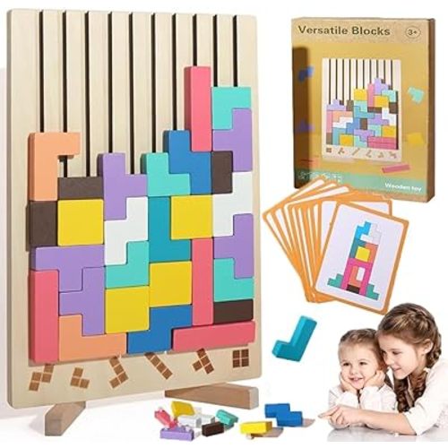Wooden Stacking Puzzle Toy, 3D Wooden Puzzle Montessori Toy Art, Giant Russian Block Board Game, Wood Stacking Blocks Stress Toys for Family Brain Teaser Activity, Home Decor (1Pcs)
