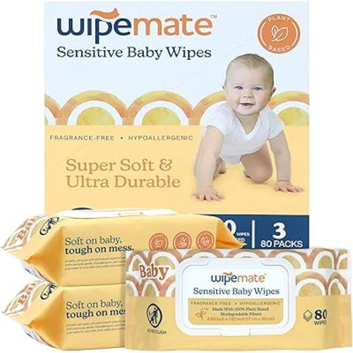 EWG-Verified Premium Baby Wipes, 99% Water-Based, Plastic-Free, Ultra-Soft Plant-Based Wipe, Chlorine/Alcohol-Free, pH-Balanced, Hypoallergenic Cruelty-Free with Durable Flip-Top Lid 240-Ct