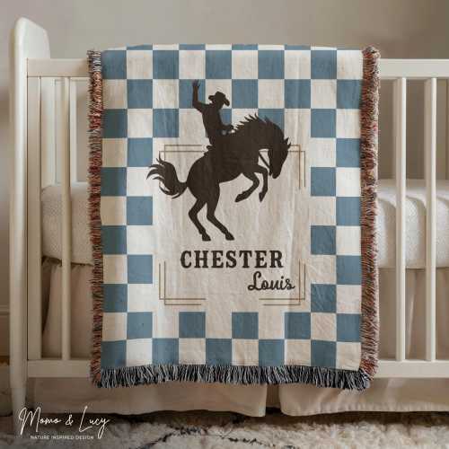 Custom Baby Blanket Western Decor | woven throw blanket, horse blanket, woven blanket cowboy, cowboy baby shower, western nursery, rodeo