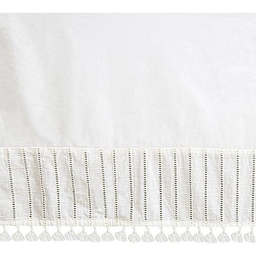 Crane Baby Wrap Around Bed Skirt for Crib, Cotton Crib Skirt for Boy's and Girl's Nursery, White, 28" x 52" x 16" - Caspian