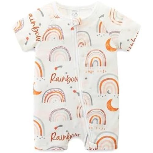 Baby Boy Girl Romper Short Sleeve 100% Cotton Bodysuit Outfits Double Zipper Jumpsuit Summer