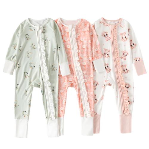 Convertible Bamboo Zippy Romper with Ruffles | Alphabet