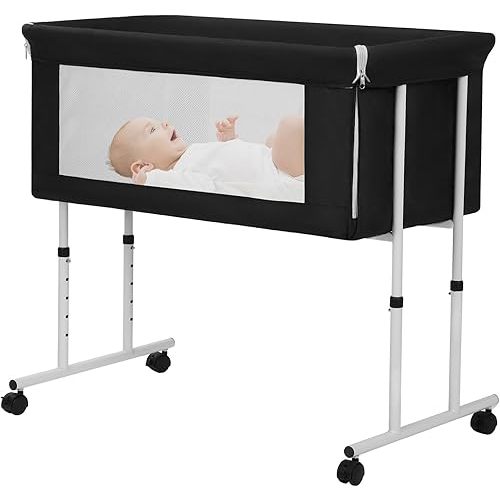 Baby Bassinet,Bedside B assinet for Baby,B aby B assinets Bedside Sleeper with Adjustable 5 Heights and Mesh, Easy to Assemble Bassinet