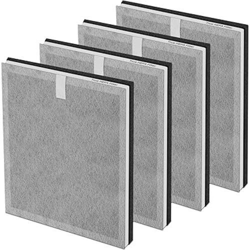 4 Pack 3-in-1 True HEPA Filters Compatible withe Pure Enrichment PureZone Air Purifier, 3-Stage H13 True HEPA Replacement Filter, Part # PEAIRFIL