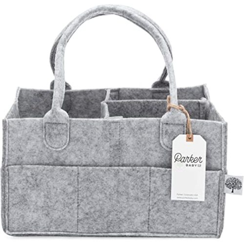Gray: Parker Baby Diaper Caddy - Nursery Storage Bin and Car Organizer for Diapers and Baby Wipes - Grey - Regular - Gray