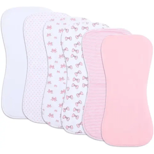 6 Pack Cotton Baby Burp Cloths Extra Absorbent Soft for Baby Boys and Girls
