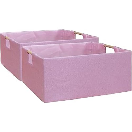 Storage Bin for Shelves Rectangle Closet Baskets Foldable Box with Handles Pink Shelf Baskets Toy Boxes for Home Office Car Dormroom