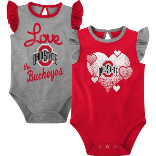 Ohio State Buckeyes Girls Newborn & Infant Spread the Love 2-Pack Bodysuit Set - Scarlet/Gray