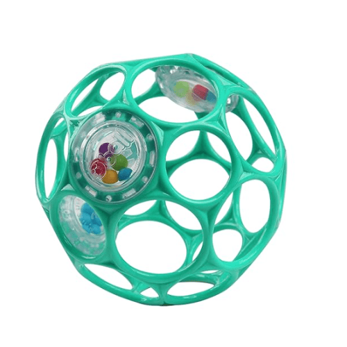Bright Starts Oball Easy-Grasp Rattle BPA-Free Infant Toy in Teal, Age Newborn and up, 4 Inches