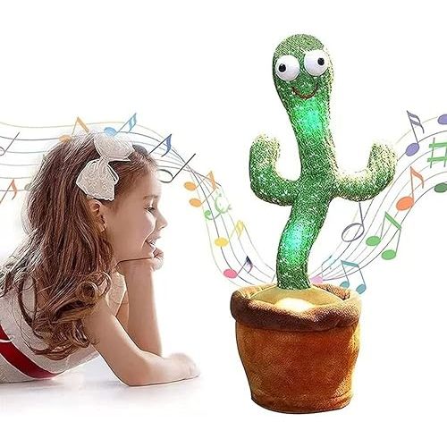 Dancing Cactus Toys - Mimicking Singing Cactus LED Plush 15 Sec Voice Recorder Toy - 6 to 12 Months - 120 English Songs