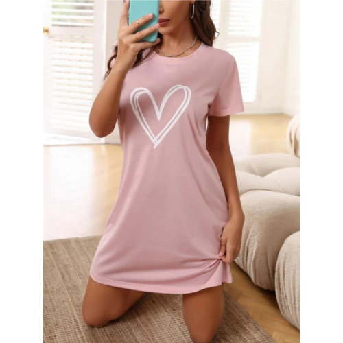 S.Christina Women's Sleepshirts, Short Sleeves Sleepwear, Above the Knee Sleep Dress for Girls, Breathable and Comfortable Nightshirt