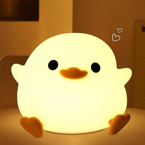 FULLOSUN Duck Light for Kids, Cute Silicone Animal Night Lamp with Touch Rechargeable Dimmable Timer, Best Decor for Children's Room Bedroom Desk, Present for Girls Boys Baby Toddler Xmas Birthday