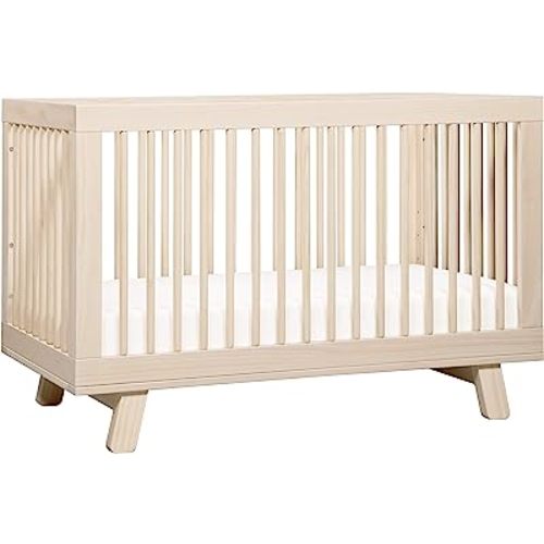 Babyletto Hudson 3-in-1 Convertible Crib with Toddler Bed Conversion Kit in Washed Natural, Greenguard Gold Certified