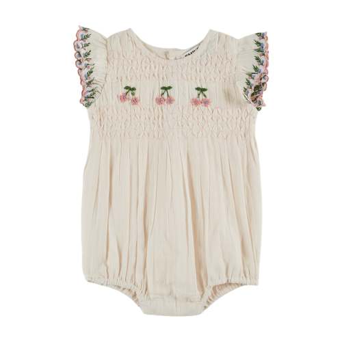 Cherry Embroidered Smocked Romper