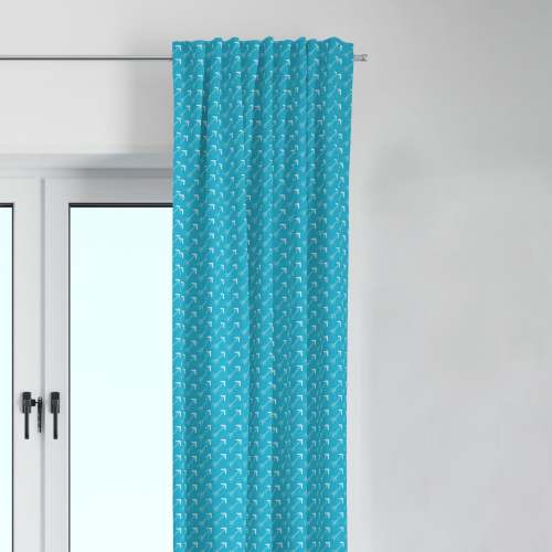 Bacati - Single Light Filtering Curtain Panel Woodlands Arrows Aqua/Navy/Grey