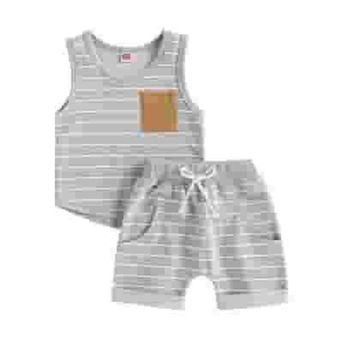 HCNTES Toddler Baby Boy Summer Outfit Patchwork Short Sleeve T Shirt Top Casual Shorts Set Clothes boy 3t toddler summer clothes(6-12 Months,Light Gray)
